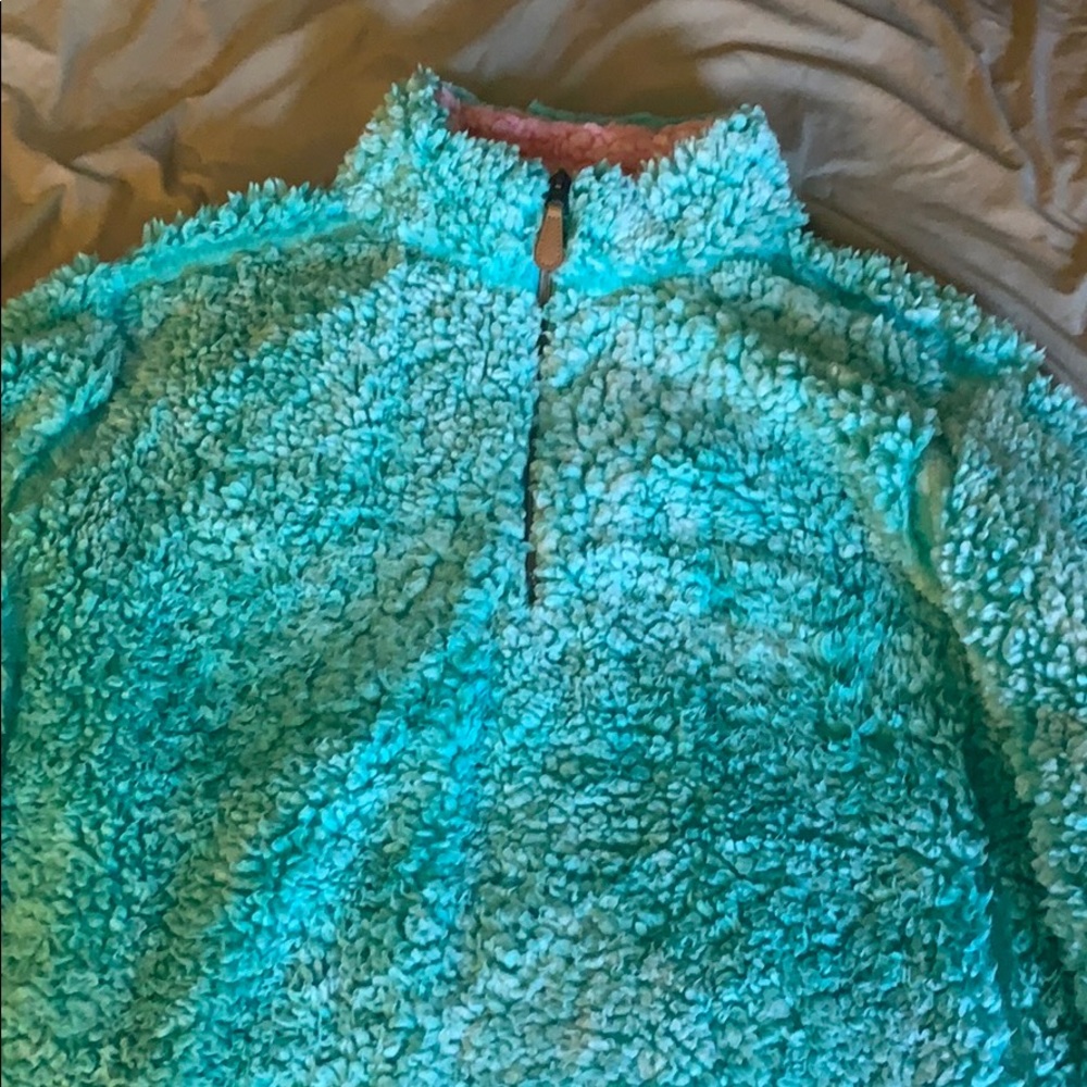 Teal & Pink Sherpa Fleece pullover